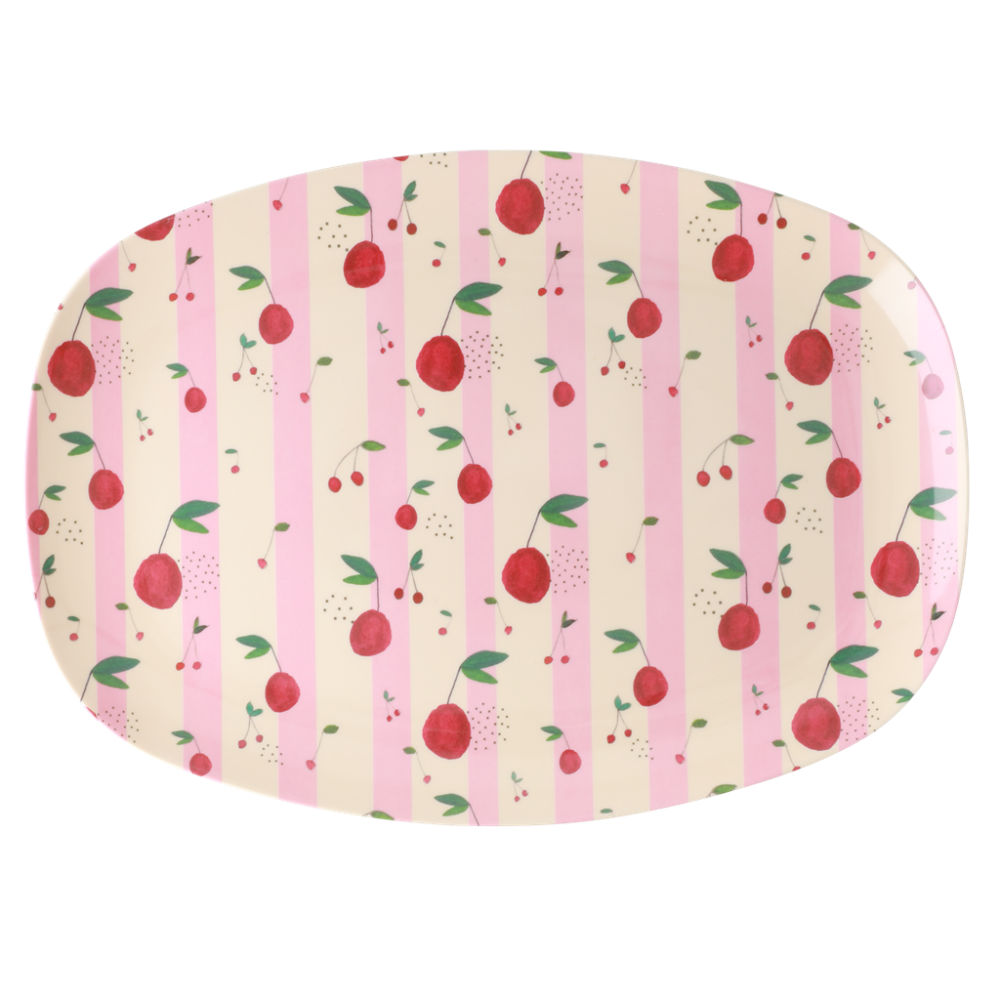 Cherry Print Rectangular Melamine Plate Rice DK